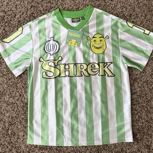 Shrek Striped Football Jersey Embroidered 01 Green White Soccer Shirt Jersey